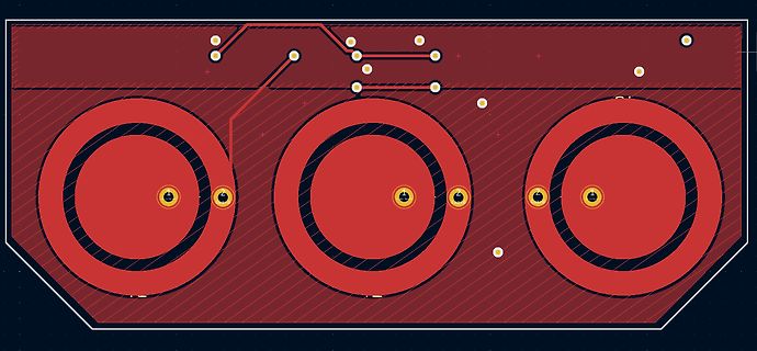 PCB-Layout mit drei kreisförmigen Leiterbahnen