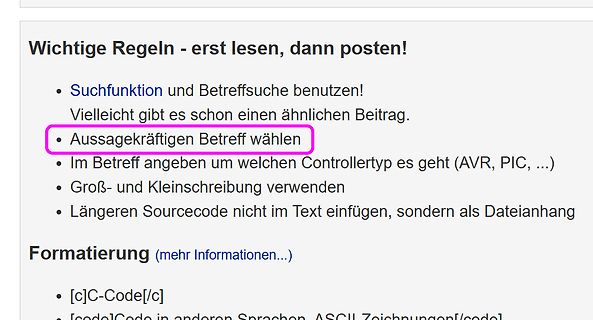 Regeln für Forenbeiträge