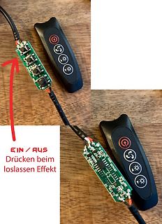 Leiterplatte und Fernbedienung mit Texteinblendung