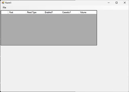 Screenshot einer Software-Tabelle