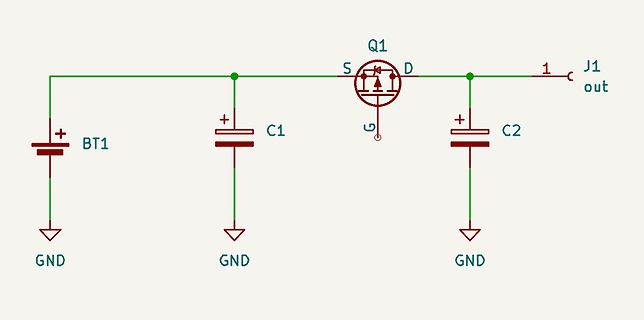 Schaltplan mit MOSFET und Kondensatoren