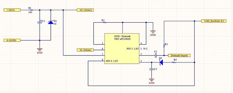 Schaltplan mit NEC uPC1006C Mikrocontroller