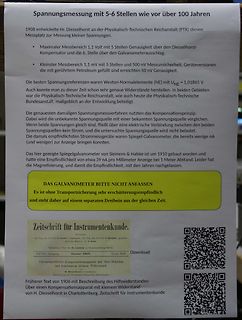 Foto eines Textes über historische Spannungsmessung