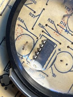 Nahaufnahme einer Leiterplatte mit integriertem IC