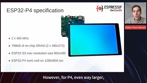 Präsentation der ESP32-P4 Spezifikationen mit Display