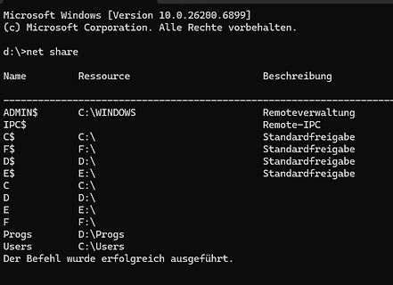 Windows CMD net share Befehl