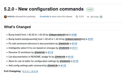GitHub Release Notes für Version 5.2.0