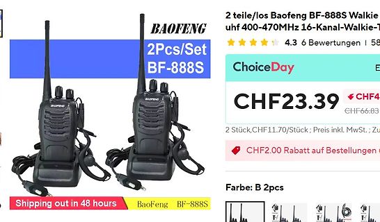 Online-Angebot für Baofeng BF-888S Walkie-Talkies