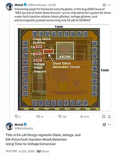 Twitter Post über Hardware-Sicherheitsforschung Chip-Bild