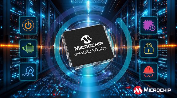 Werbegrafik für Microchip dsPIC33A DSCs