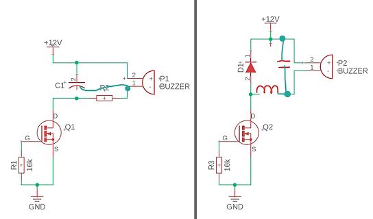 Schaltplan einer Buzzer-Schaltung mit MOSFET