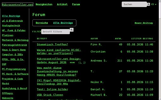Screenshot eines Online-Forums für Mikrocontroller