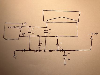 Handgezeichneter Schaltplan einer Brückengleichrichtung mit Elkos