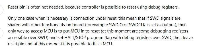 Englischer Text über Mikrocontroller Reset und SWD