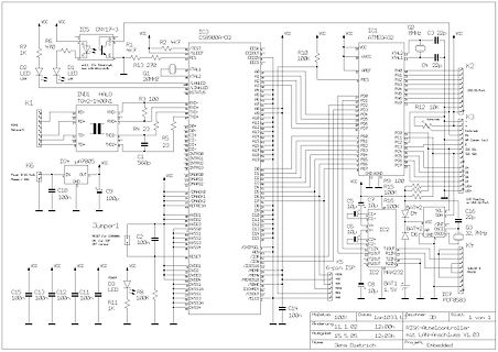Schaltplan einer Mikrocontroller-Schaltung mit ATmega32