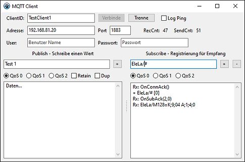 Screenshot eines MQTT-Clients