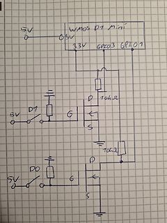 Handgezeichneter Schaltplan mit Wemos D1 Mini