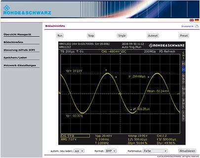 Screenshot eines Rohde & Schwarz Oszilloskop-Bildschirms
