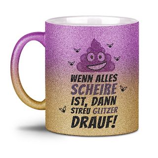 Bedruckter Kaffeebecher mit Spruch und Emoji