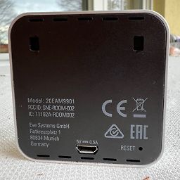Rückseite eines Eve Systems Geräts