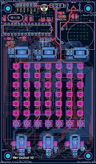 PCB-Layout einer elektronischen Schaltung mit Matrix-Tastenfeld