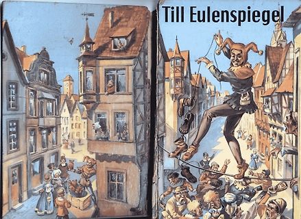 Illustration eines Seiltänzers als Till Eulenspiegel