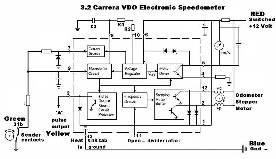 Schaltplan eines Carrera VDO elektronischen Tachometers