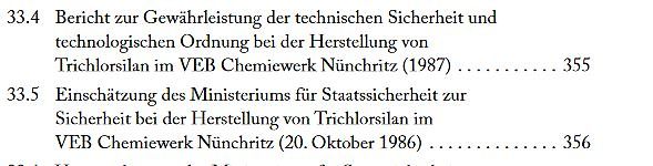Inhaltsverzeichnis historischer Berichte