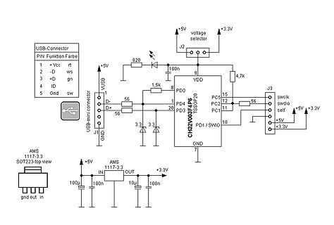 Schaltplan eines USB-Mikrocontroller-Boards