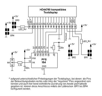 Schaltplan eines HD44780 Textdisplays mit PFS 154 Controller