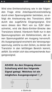 Elektronik-Aufgabe zu Transistorschaltung und AD406