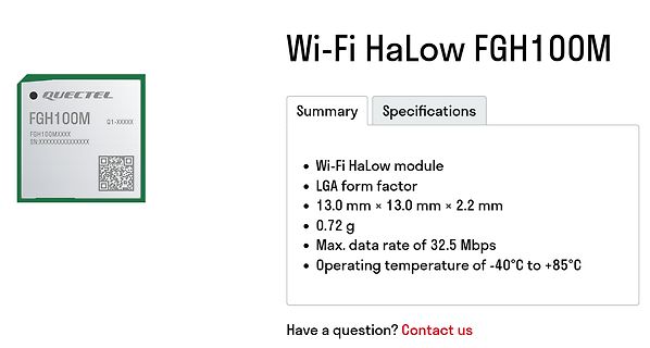 Wi-Fi HaLow FGH100M Modul und Spezifikationen