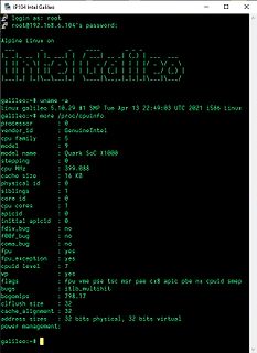 Terminal-Ausgabe von /proc/cpuinfo unter Alpine Linux