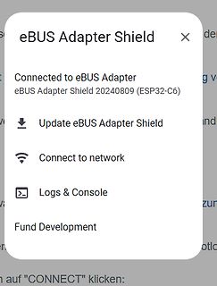 Dialogfenster eBUS Adapter Shield