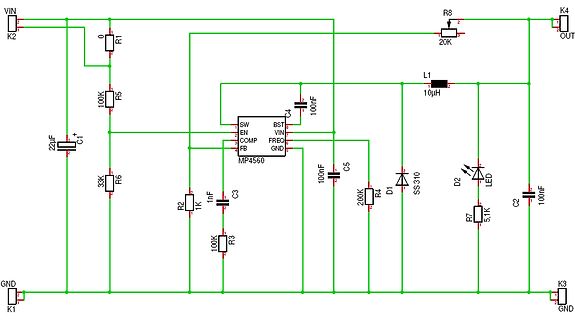 Schaltplan eines MP4560 Step-Down-Wandlers