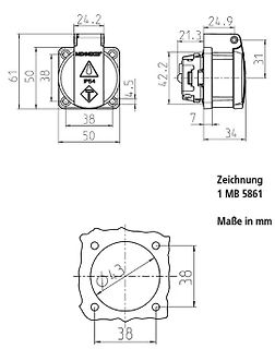 Technische Zeichnung eines Bauteils mit Maßen