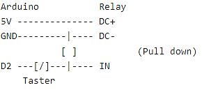 Schaltplan Arduino mit Relais und Taster
