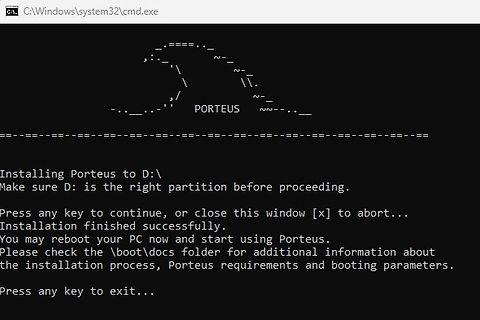 Porteus Linux Installationsabschluss