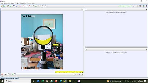 Screenshot der Tracker-Software mit Videoaufnahme