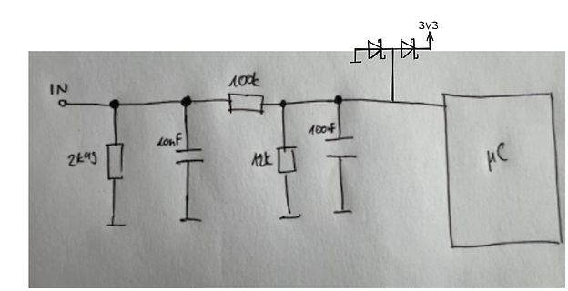 Handgezeichneter Schaltplan mit Mikrocontroller