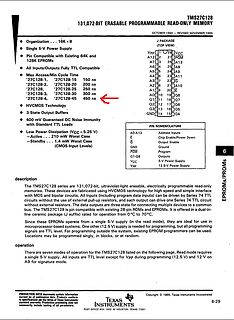 Datenblatt des TMS27C128 EPROM