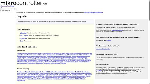 Screenshot der Webseite mikrocontroller.net
