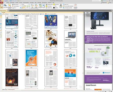 Screenshot eines PDF-Editors mit mehreren Dokumentseiten