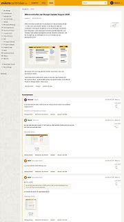 Screenshot eines Mikrocontroller-Forums mit Design-Update Ankündigung