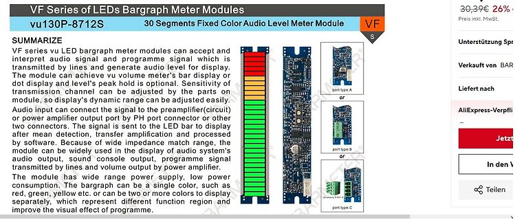 Produktseite eines LED Bargraph Meter Moduls
