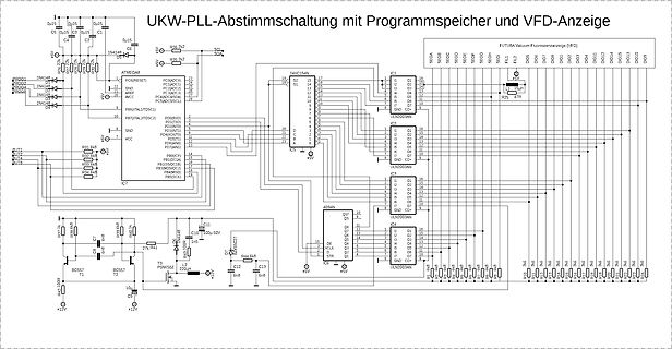 Schaltplan UKW-PLL-Abstimmung mit Programmspeicher und VFD-Anzeige