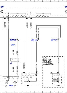 Schaltplan mit Bauteilen Z211z3, Z211z2, Z211z1, K67, F32