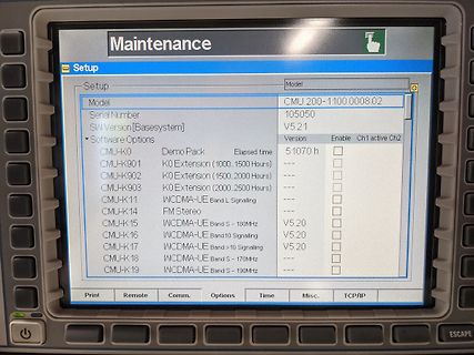 Display eines Messgeräts mit Setup-Menü