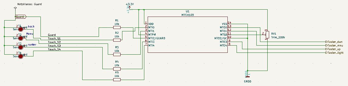 Schaltplan mit MTCH105 Touch-Controller