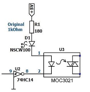 Schaltplan mit Optokoppler und Inverter